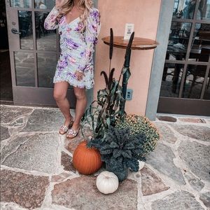 For Love & Lemons 🍋Wildflower Foil Lace Mini Dress in Lavender